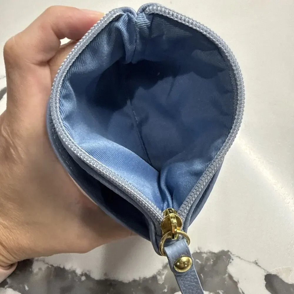 Lodis Women's Blue Leather Coin Change Purse Zipper Closure Wallet